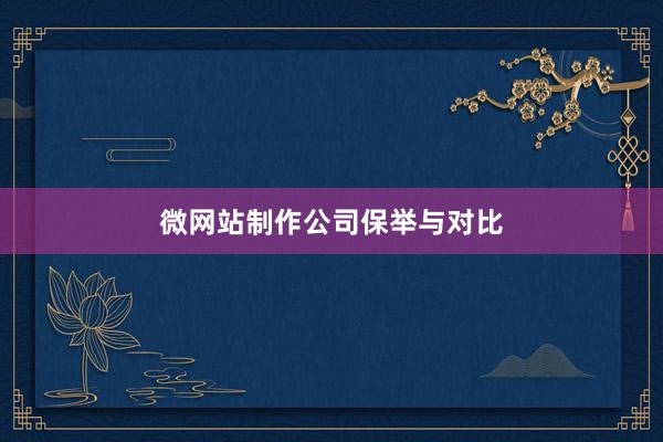 微网站制作公司保举与对比