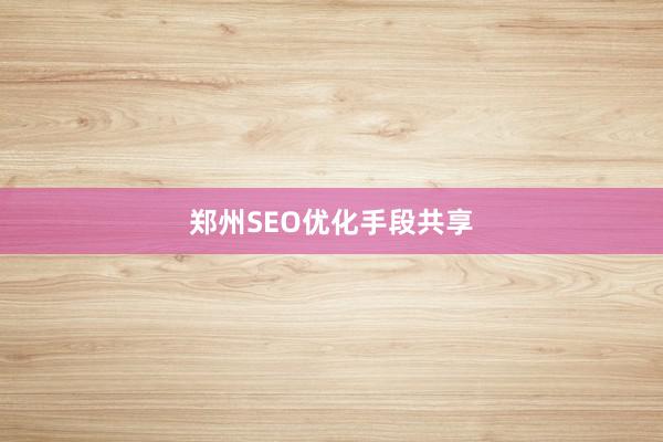 郑州SEO优化手段共享